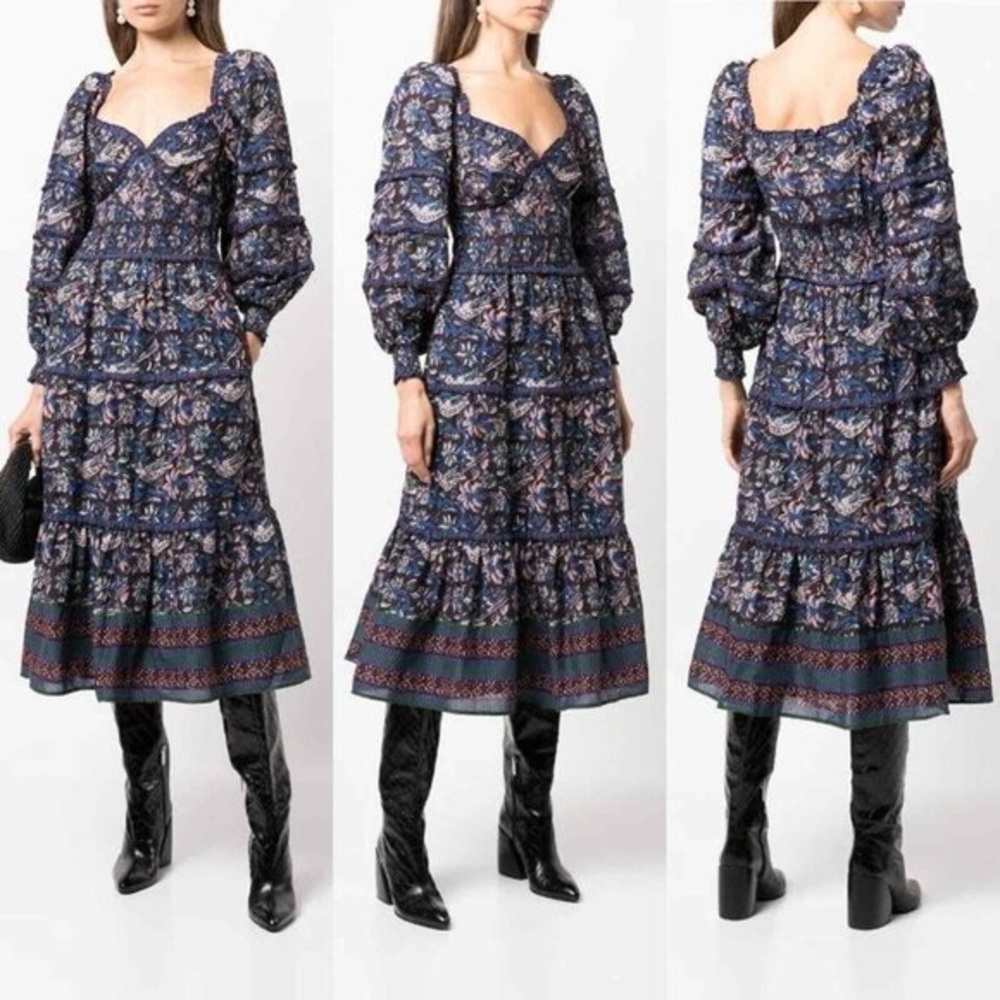 Sea Noah long-sleeve smocked dress